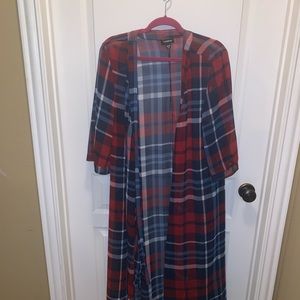 Sheer plaid duster